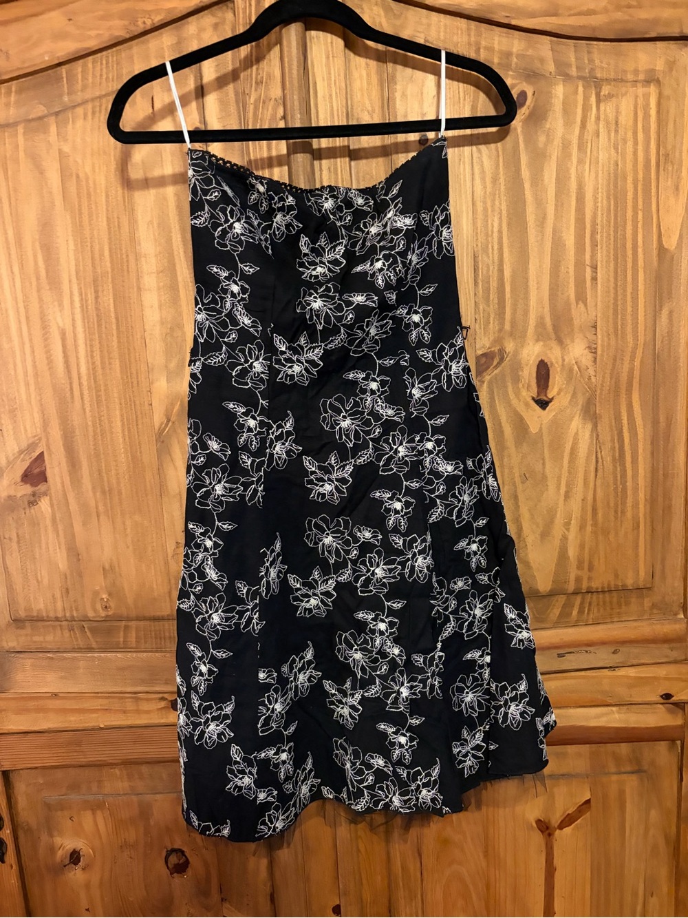 Black Floral Slip Dress with White Outline Flowers